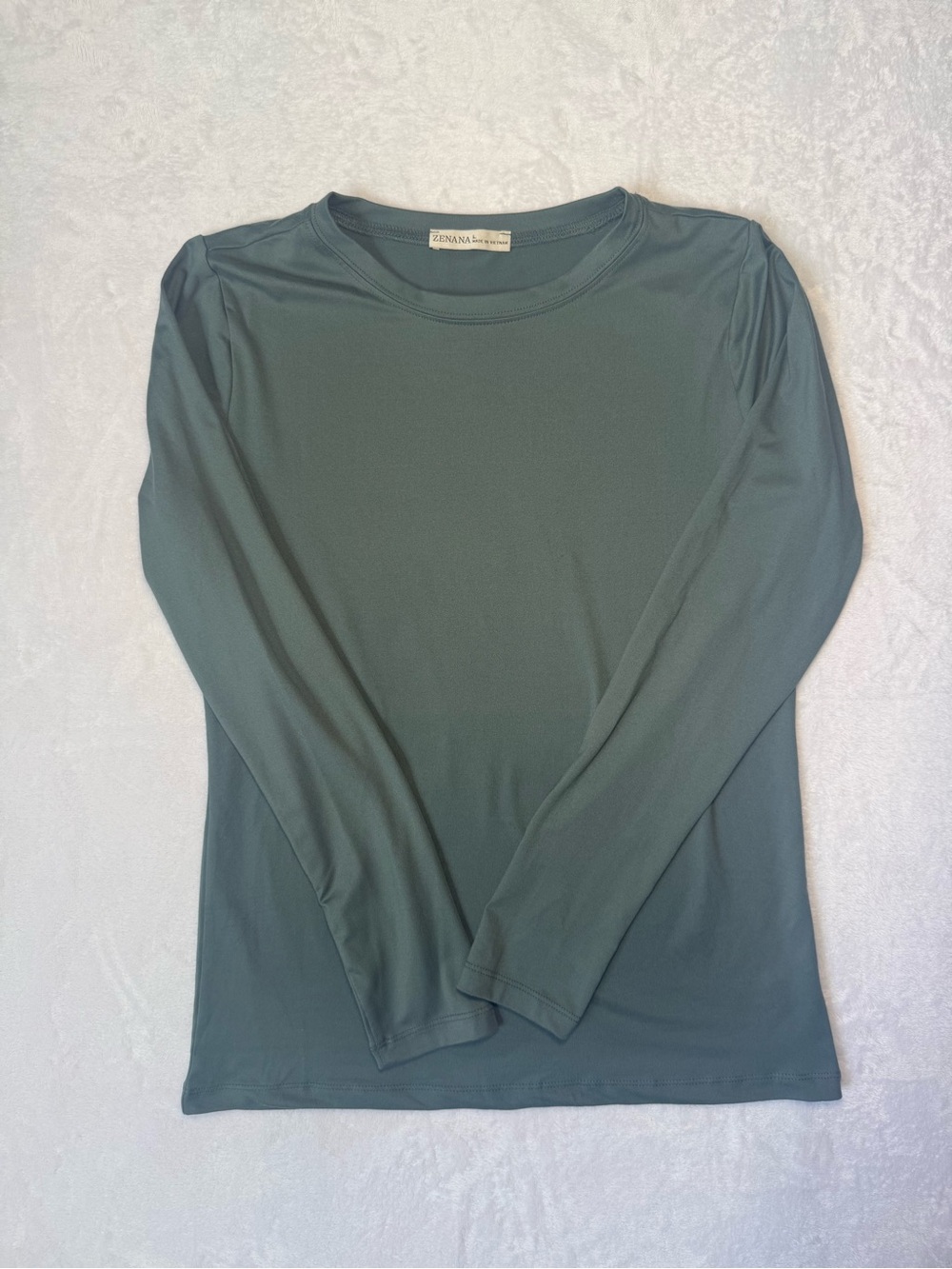 Zenana Outfitters Long Sleeve Crew Tee - Dusty Teal